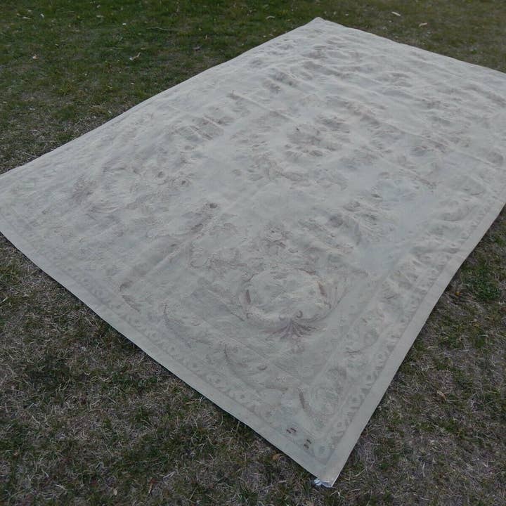 Vintage Pillows Store – Engroshandel Løst tæppe – Vintage Aubusson Style Kinesisk Tæppe - Uld Dekorative Tæppe - Indretning af hjemmet2