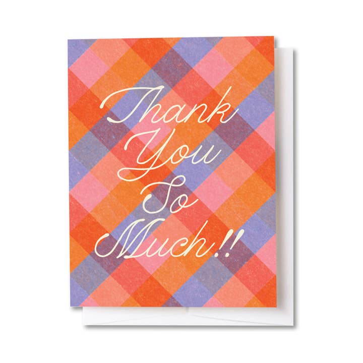 Thank You So Much Plaid Card for wholesale by Tender Loving Empire