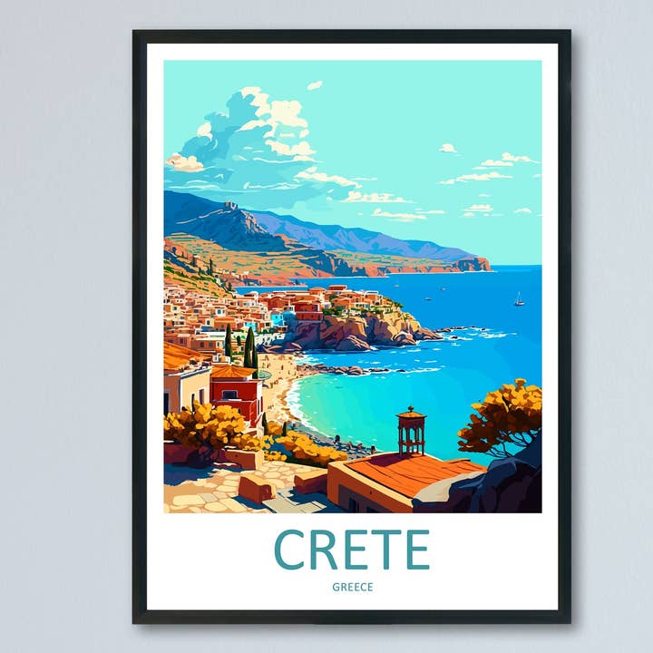 Arte Impreso de Viaje de Creta Decoración para Colgar en la Pared de Creta Grecia Decoración del Hogar Regalo de Creta para Amantes del Arte Impresión de Arte de Pared Decoración de Pared de Creta Póster de Grecia para venta al por mayor de TravelzonaArt
