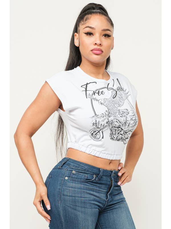 Boswell - Wholesale Screen Printed T-Shirt - Women's - Open Back Graphic Top1