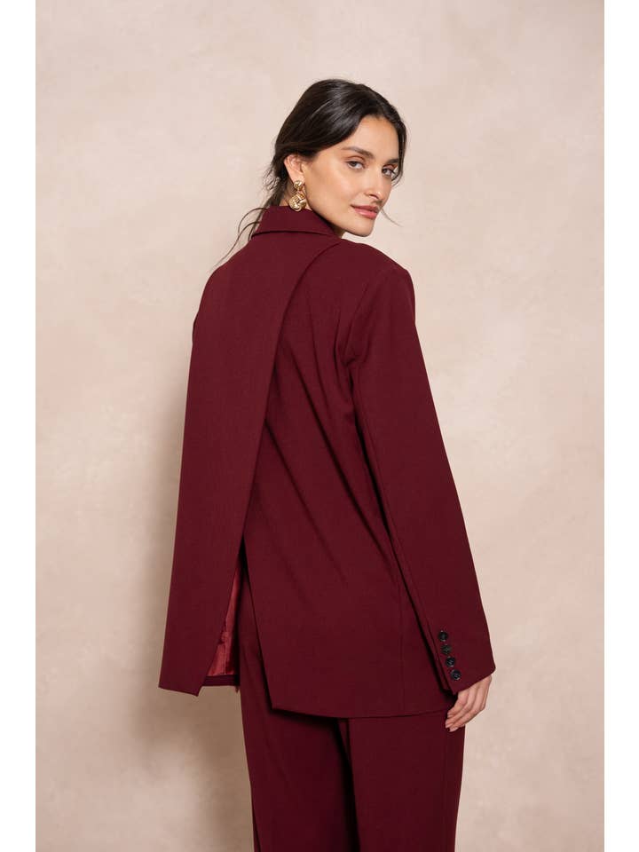 Attentif Paris – Engroshandel Blazer - Dame – Oversized dobbeltradet jakke med åbning bagpå8