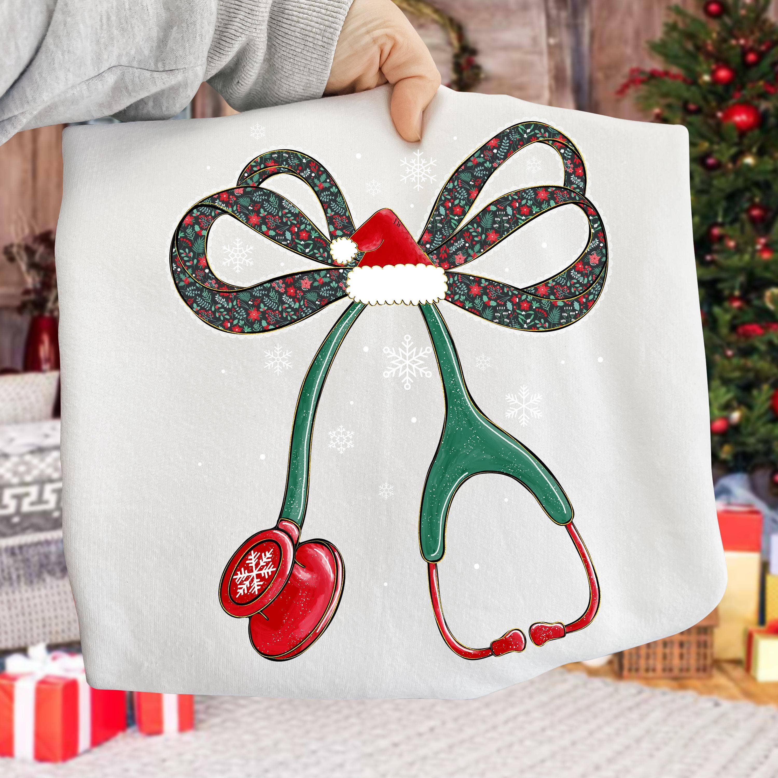 Glaime – wholesale T-shirt med logga - Dam – Comfort Colors Stetoskop Jul Sjuksköterska T-shirt, Jul4