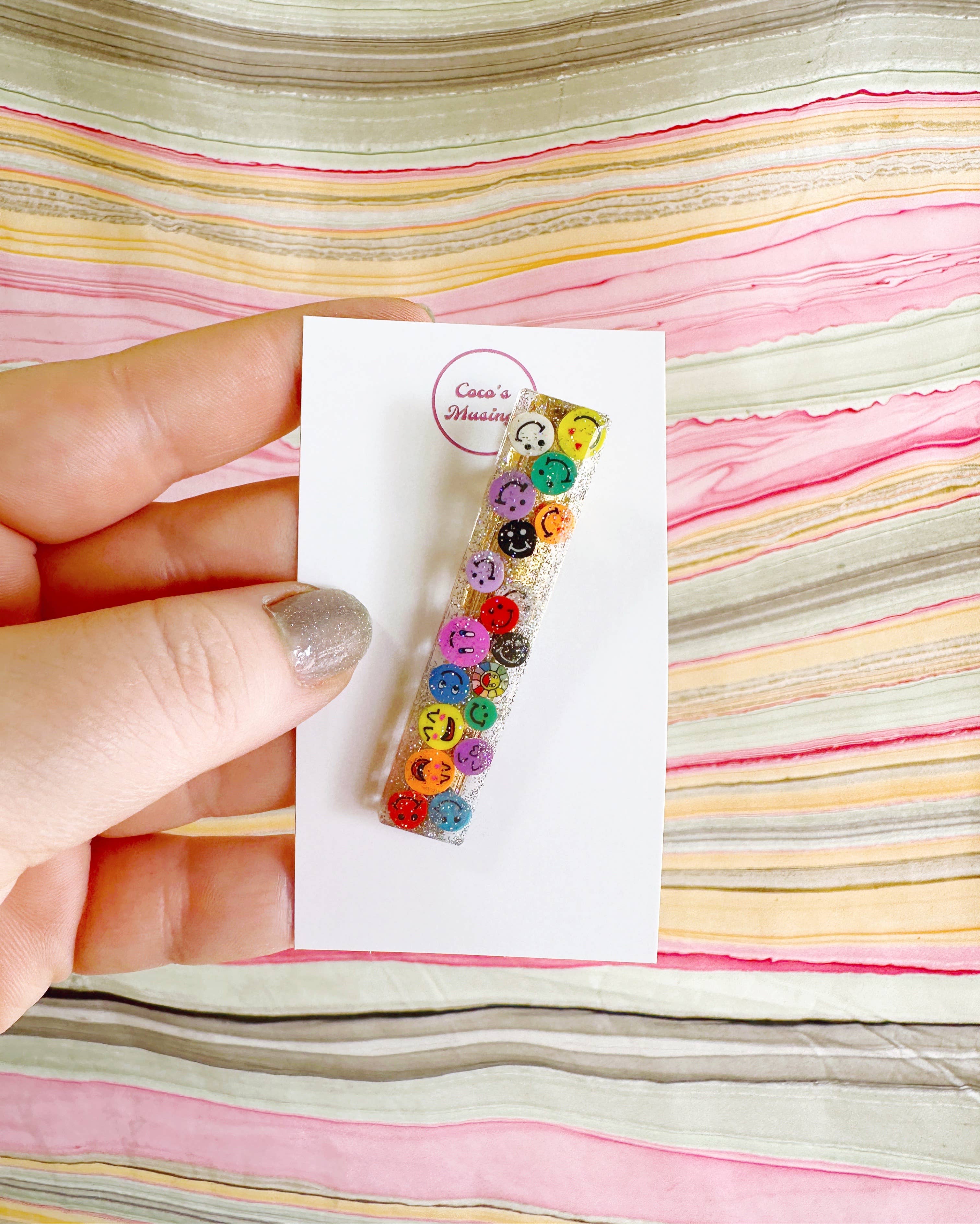 Coco's Musings - Wholesale Hair Clip - Women's - Rainbow Smiley Faces Hair Clips7