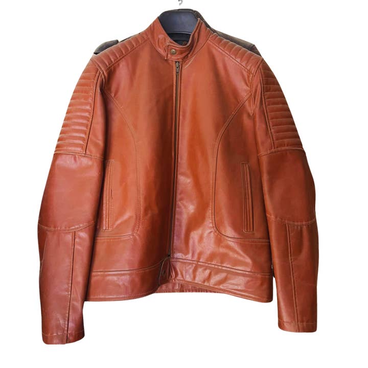 TA Impex – Großhandel Lederjacke – Herren – Herren Lederjacke Braun - Gestepptes Schulterdesign