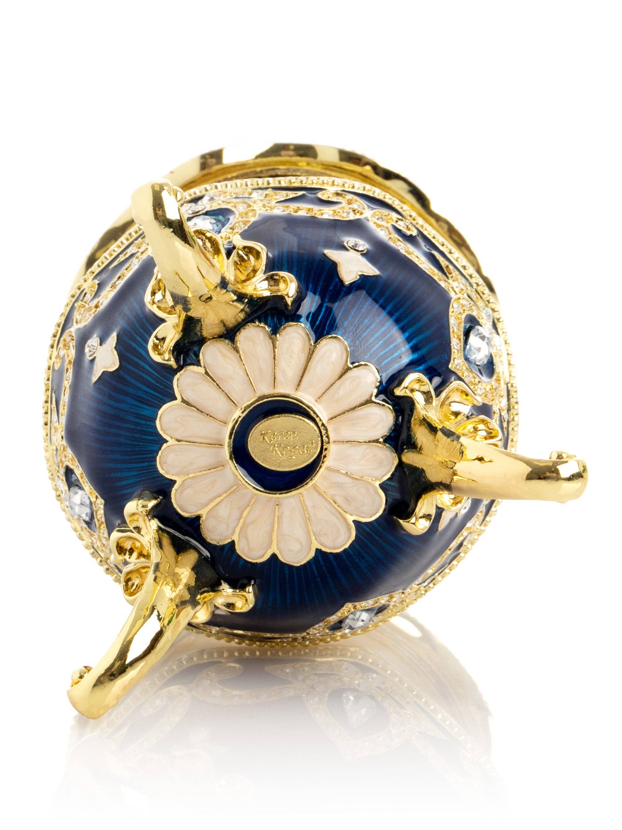 Keren Kopal - Venta al por mayor Cajas decorativas - Huevo de Fabergé con carrusel de caballo de viento azul7