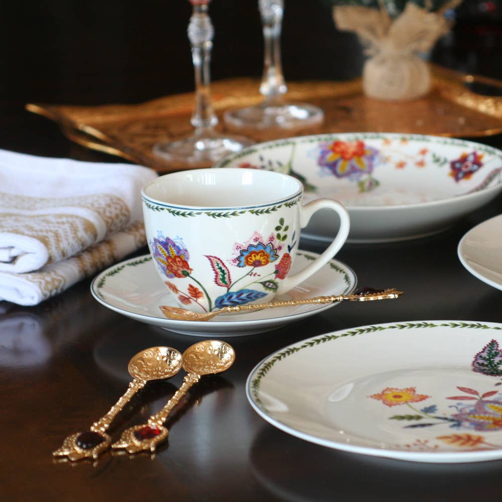 STP - Wholesale Coffee/Tea Cup - Byzantium Flowers Porcelain Cup w/ Saucer 8.8 fl oz Set of 24