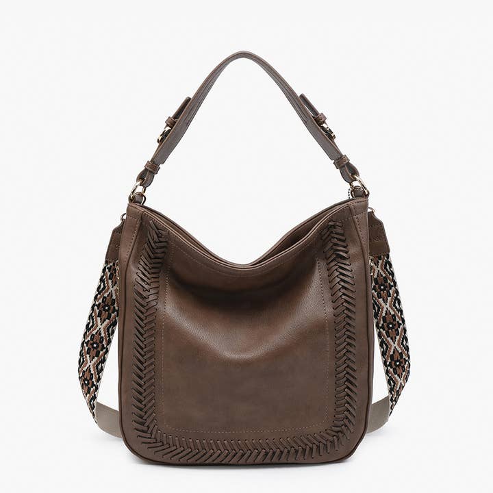 Jen & Co. - Wholesale Shoulder Bag - Women's - M2049S Aris Small Whipstitch Hobo w/ Guitar Strap6