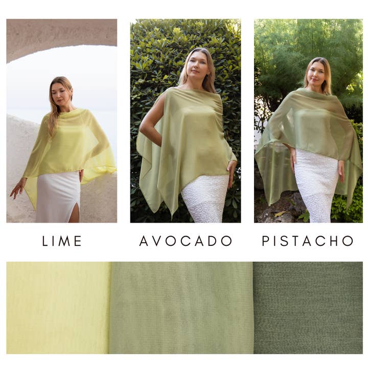 BridalSpain - Wholesale Capelet - Women's - Avocado Green Sheer Greek Style Capelet Chiffon Wrap1