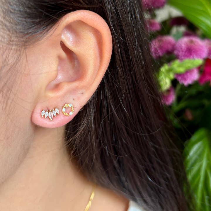 14ct Gold Plated Cubic Zirconia Climber Earrings for wholesale by Ocean Ripples