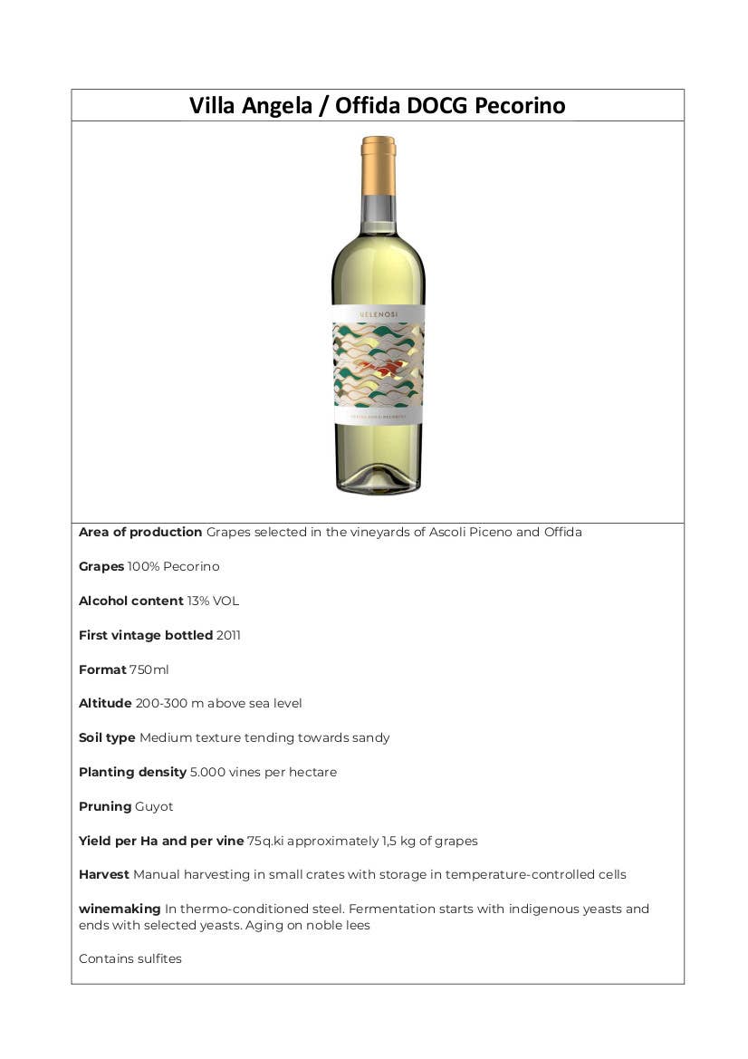 Metina SAS – Vinho branco por atacado – Vila Angela Offida DOCG Pecorino Cantina Velenosi3