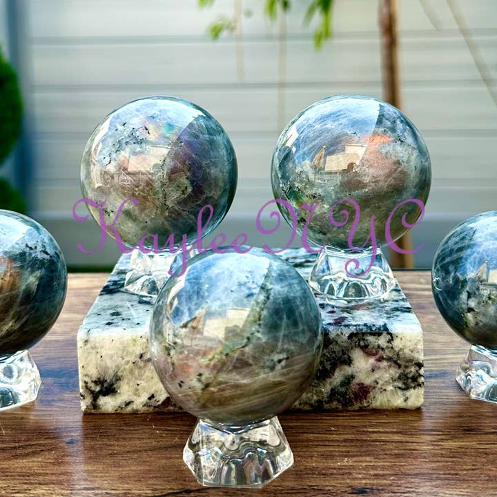 KayleeNYC – wholesale Spiritual stone/crystal – 4-8 Pcs Natural Sunset Labradorite Sphere Crystal Ball