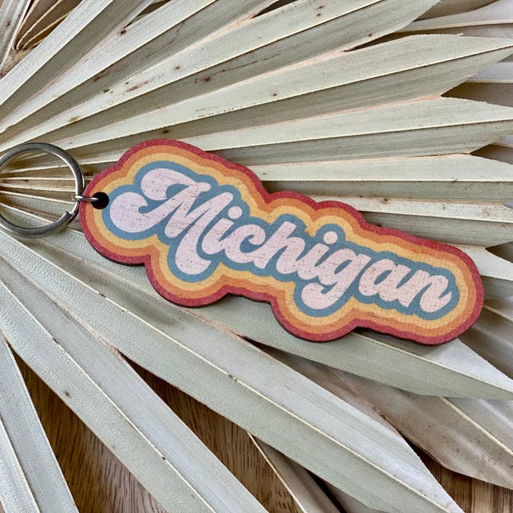 Feather and Birch - Wholesale Keychain - Unisex - Retro Custom Word State City Keychain