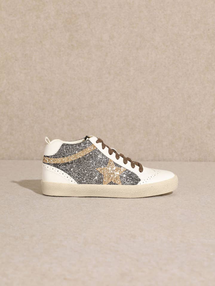 CCOCCI - Wholesale Lifestyle Sneakers - Women's - DAISY GLITTER ACCENT SEMI HIGH-TOP STAR SNEAKERS12