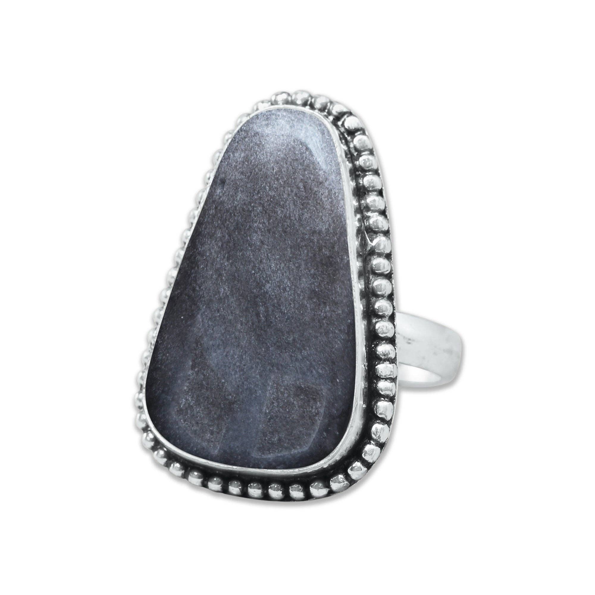Handmade Jewels - Wholesale Cocktail/statement ring - Silver Sheen Obsidian Rings – Handmade, Silver-Plated, Mystical Glow (Made to Order)20