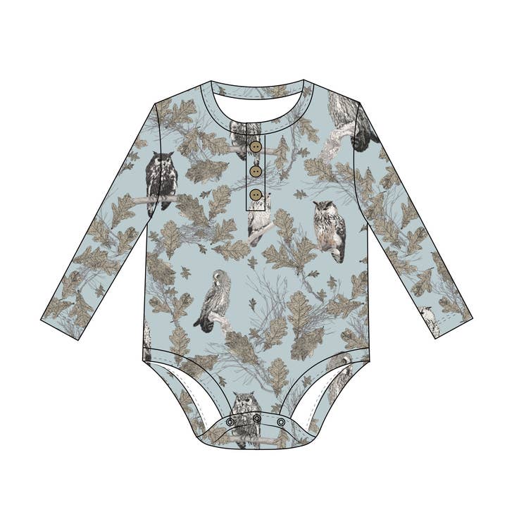 Alex Henley Bodysuit - Owls for wholesale by Indigo & Lellow