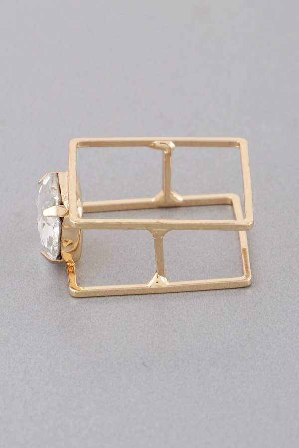 Gold Geometric Square Crystal Ring for wholesale on Faire2
