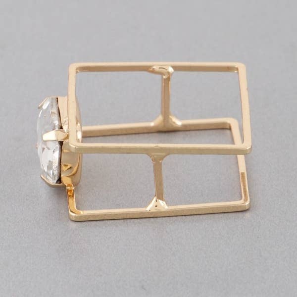 Gold Geometric Square Crystal Ring for wholesale on Faire2