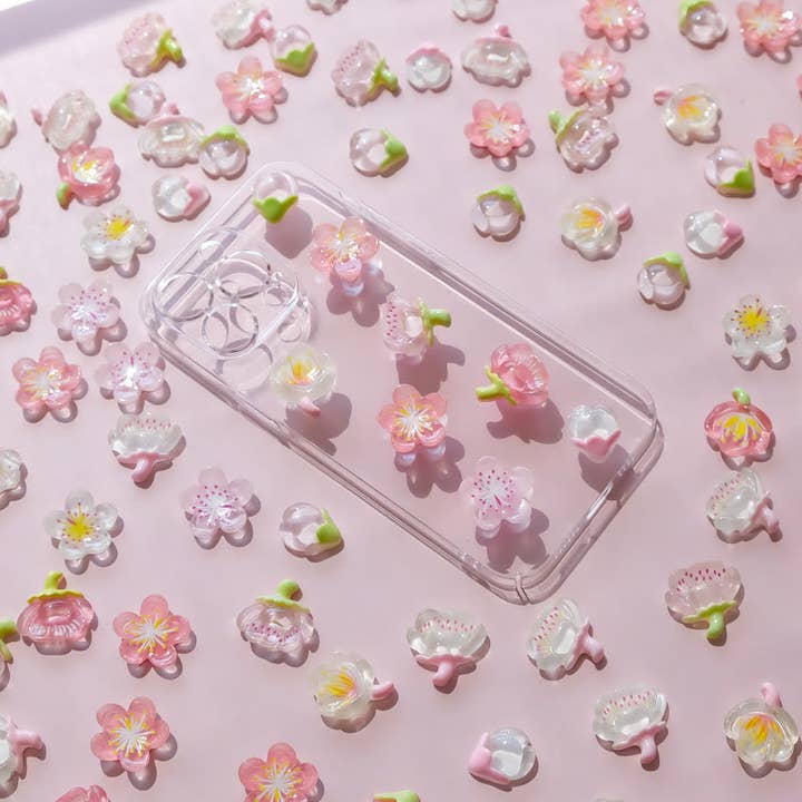 Moon Bunny - Wholesale Craft supplies - Pink glitter cherry blossom petal (4 pcs)8