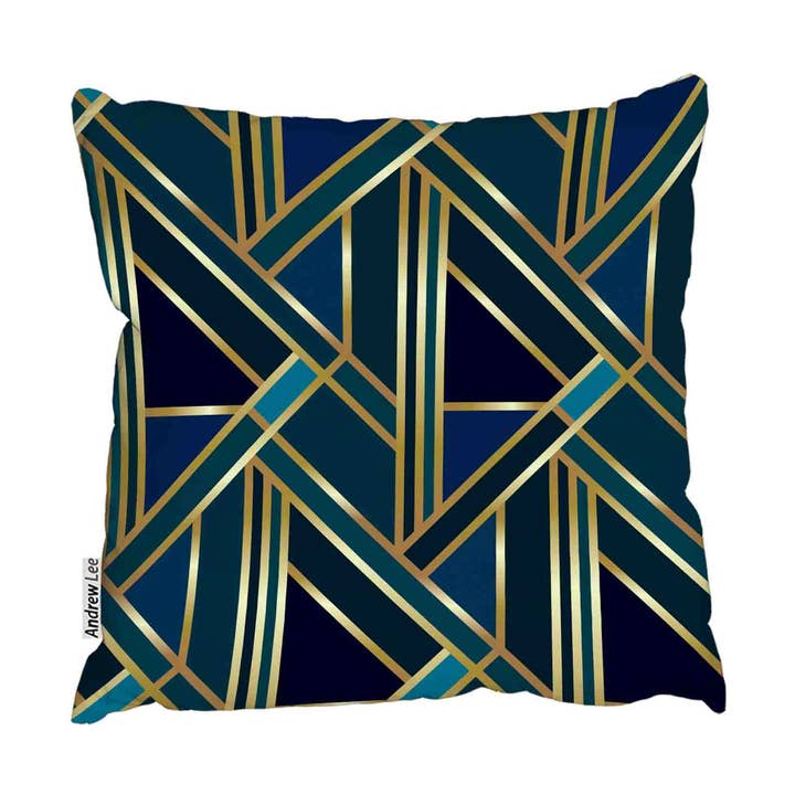 Cuscini - Motivo Geometrico Oro e Teal (Cuscino) per la vendita all'ingrosso da parte di Benjamin Tate Design