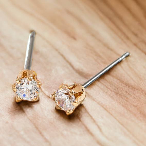 3mm Cubic Zirconia Ear Sense Stud Earrings for wholesale by Howard's