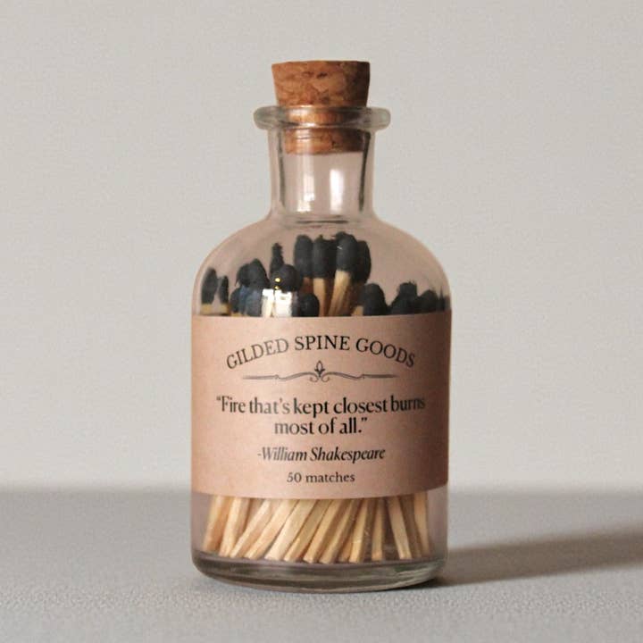 Literary Apothecary Match Bottle with Quote Label for wholesale by Can'tdles & Co.