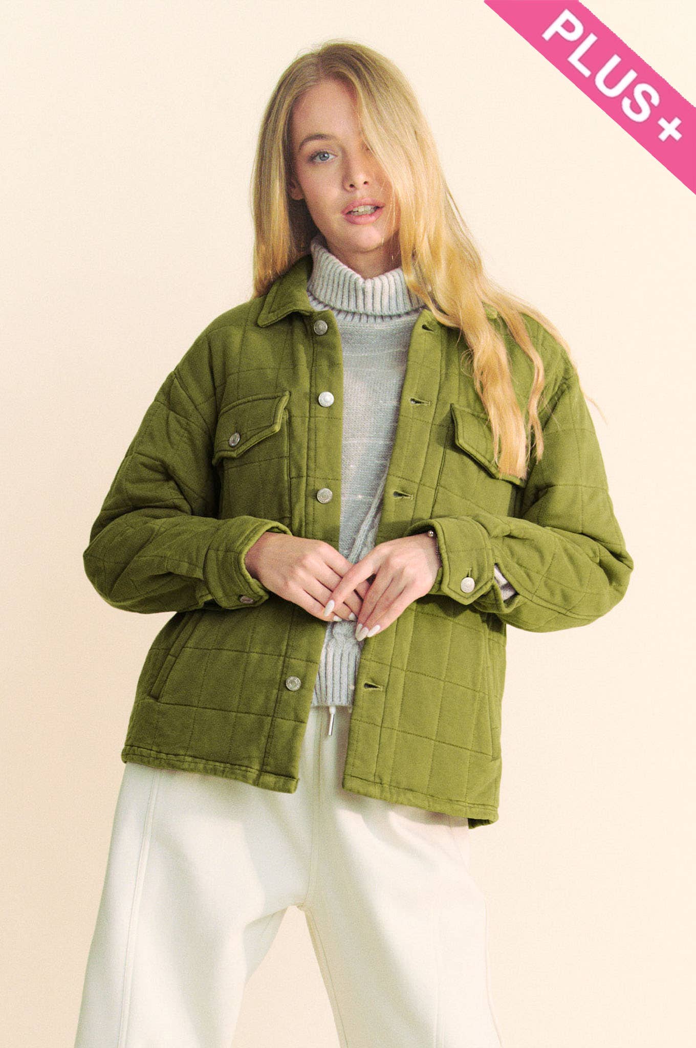 Davi & Dani - Wholesale Jacket - Women's - PLUS POCKET BUTTON FRONT SHACKET SHIRT JACKET14