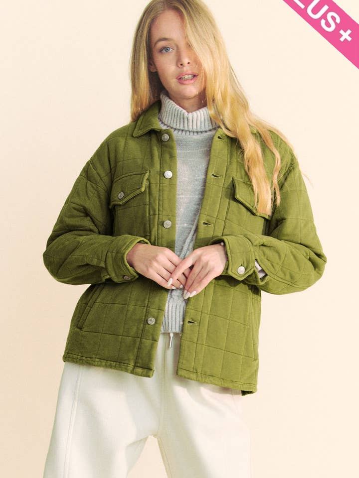 Davi & Dani - Wholesale Jacket - Women's - PLUS POCKET BUTTON FRONT SHACKET SHIRT JACKET14