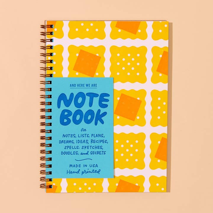 Foodie Letterpress A5 Spiral Notebook—Crackers and Cheese for wholesale by And Here We Are