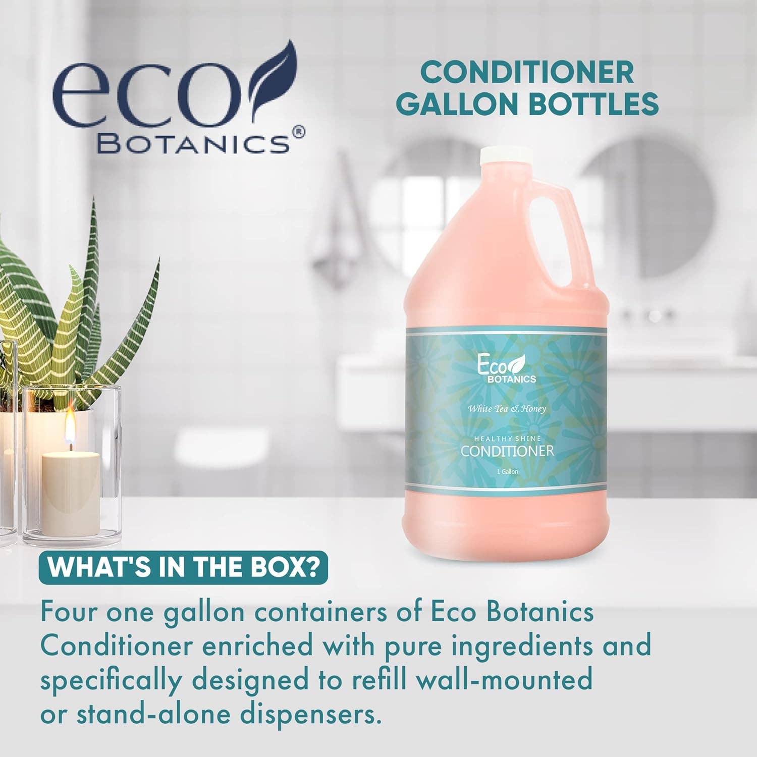 Diversified Hospitality Solutions - Wholesale Hair Conditioner - Eco Botanics Hotel Conditioner | 1 Gallon | Designed to Refill Soap Dispensers | by Terra Pure (Set of 4)2