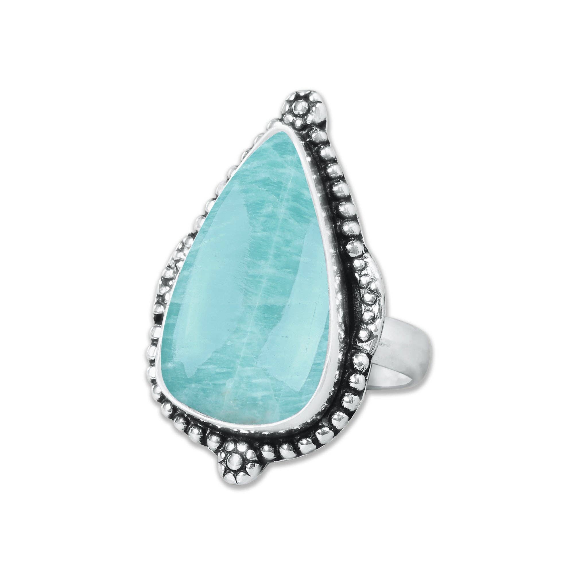 Handmade Jewels - Wholesale Cocktail/Statement Ring - Amazonite Rings – Handmade, Silver-Plated, Assorted Boho Designs (US Sizes 6–10)7