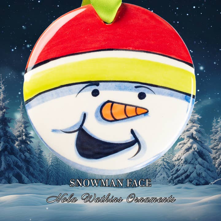 Ornaments | Christmas Ornaments | Handpainted | Snowman Face for wholesale by Nola Watkins Ornaments