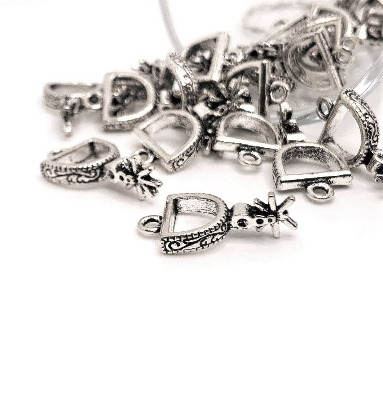 Guerrilla Charm - Wholesale Individual Charm/Pendant - Silver Cowboy Spur Charms, 23x12mm