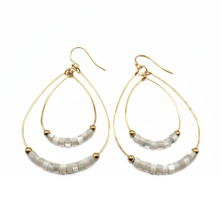 Heishi Ella Cate Earring in WHITE for wholesale by erin gray
