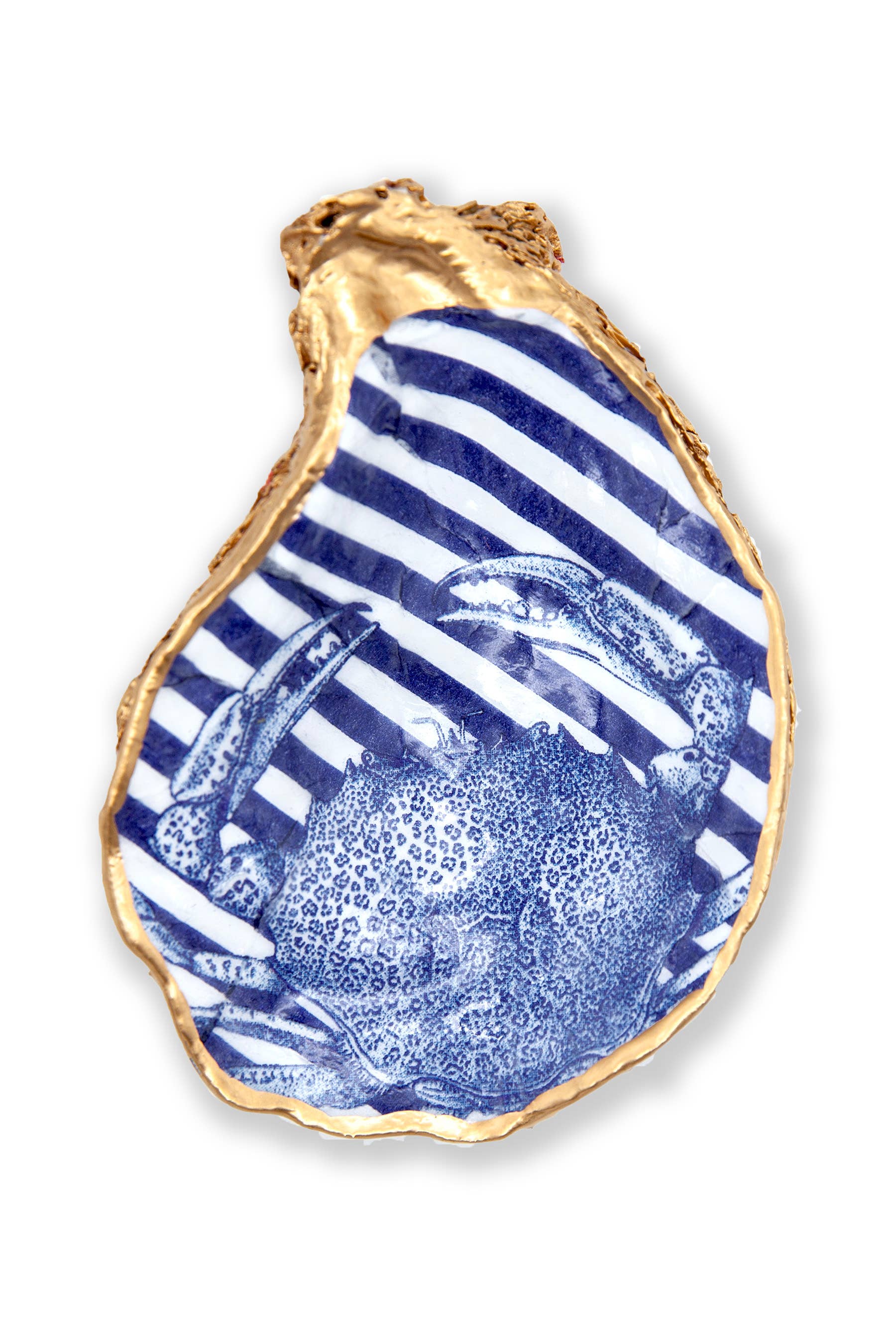 Blair's Oyster Shells - Wholesale Decorative Tabletop Object - Blue Crab Decoupaged Oyster Shell Decorative Dish2