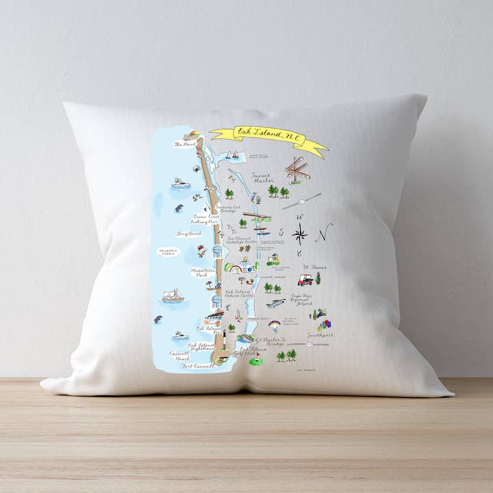 Oak Island, NC Large 20" Down Filled Pillow for wholesale by The Write Occasion Calligraphy