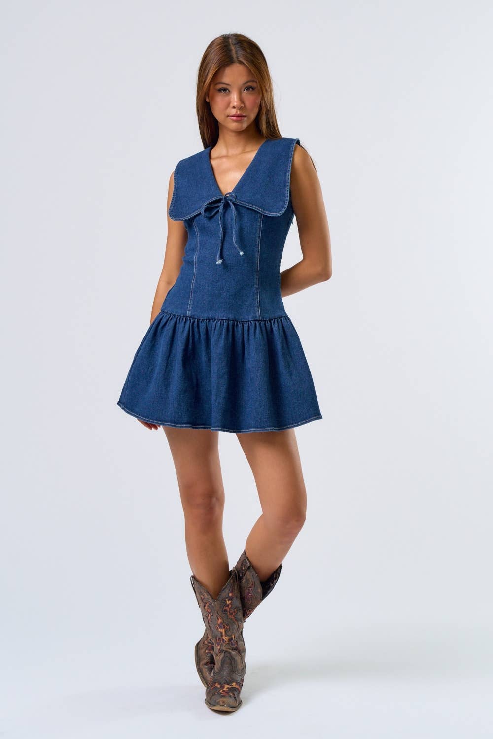 IBD31917 Denim Bib Mini Dress  for wholesale on Faire4