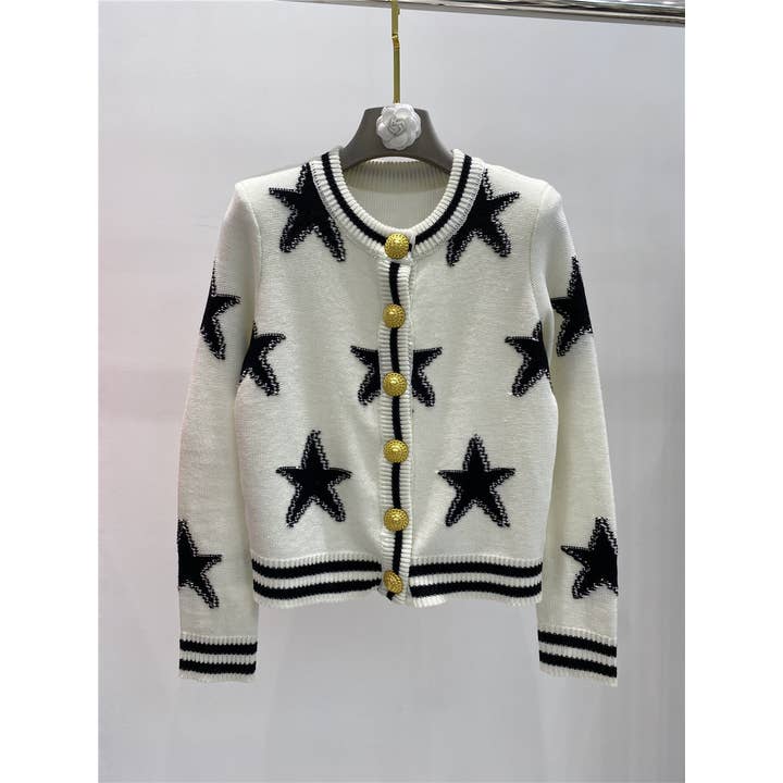 Productseeker - Wholesale Cardigan - Women's - JK029 Chic Star-Pattern Knit Cardigan - Spring/Autumn Top16