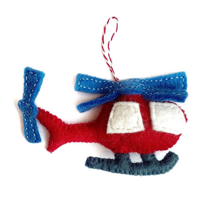 Ornaments 4 Orphans - Wholesale Ornament - Helicopter Felt Wool Christmas Ornament