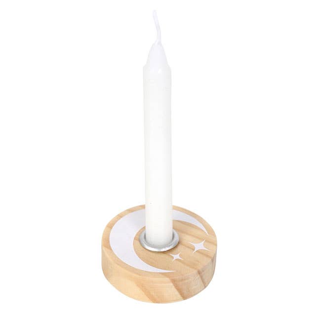 Something Different Wholesale - Wholesale Candle Holder - Natural Wooden Mystical Moon Spell Candle Holder1
