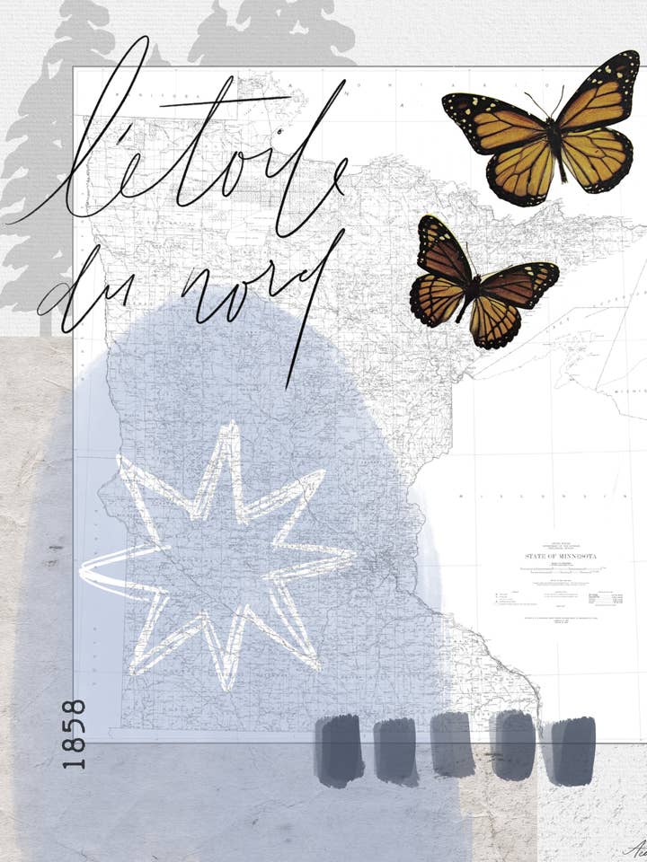 „MN Menagerie“ Kunstdruck | Minnesota Collagekunst, Stimmungsvolle Natur, Kein KI für den Großhandel von Amy Teawalt Studio