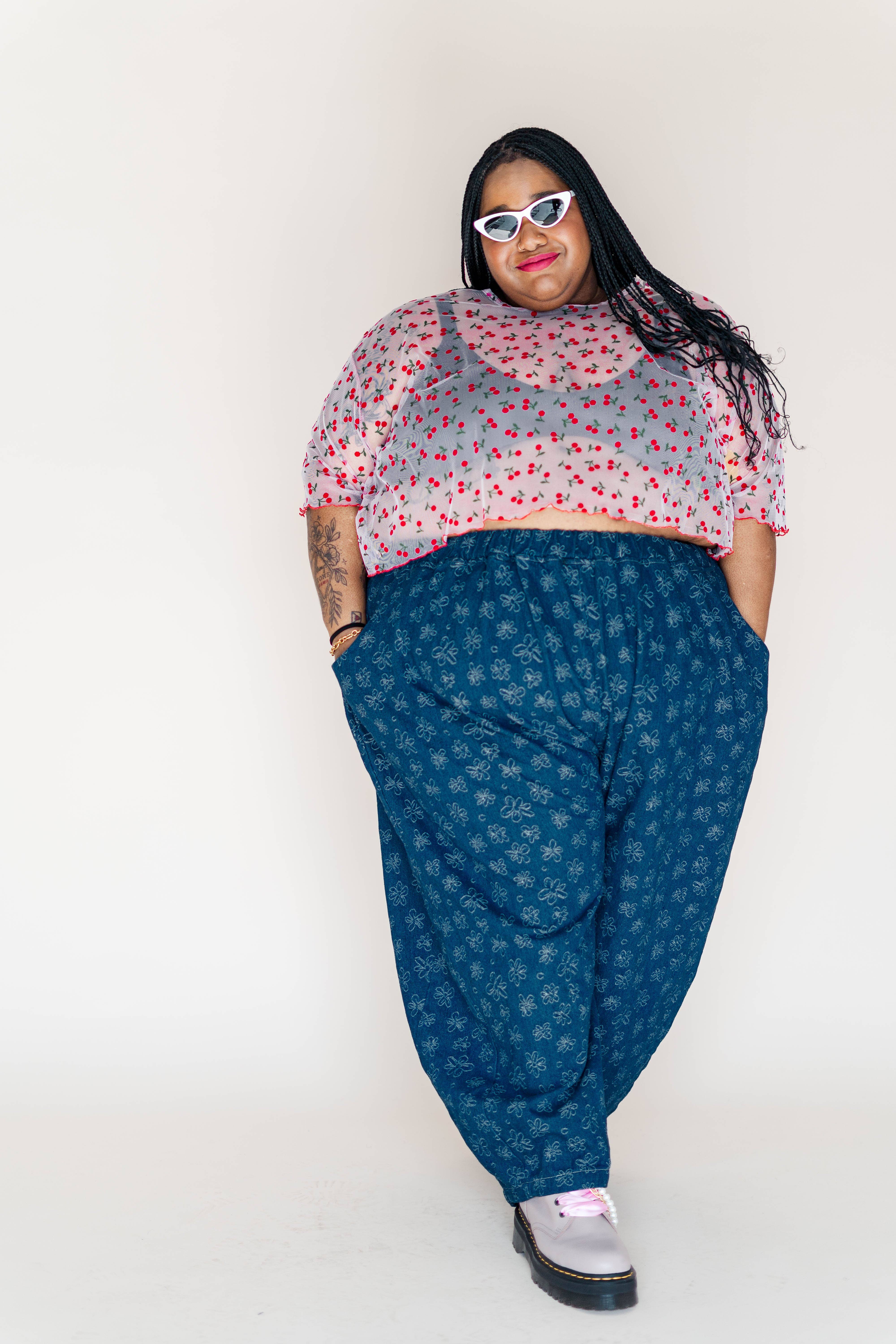 Nettle Studios - Wholesale Pants - Unisex - Size Inclusive Gender Neutral Dark Daisy Denim Balloon Pant6