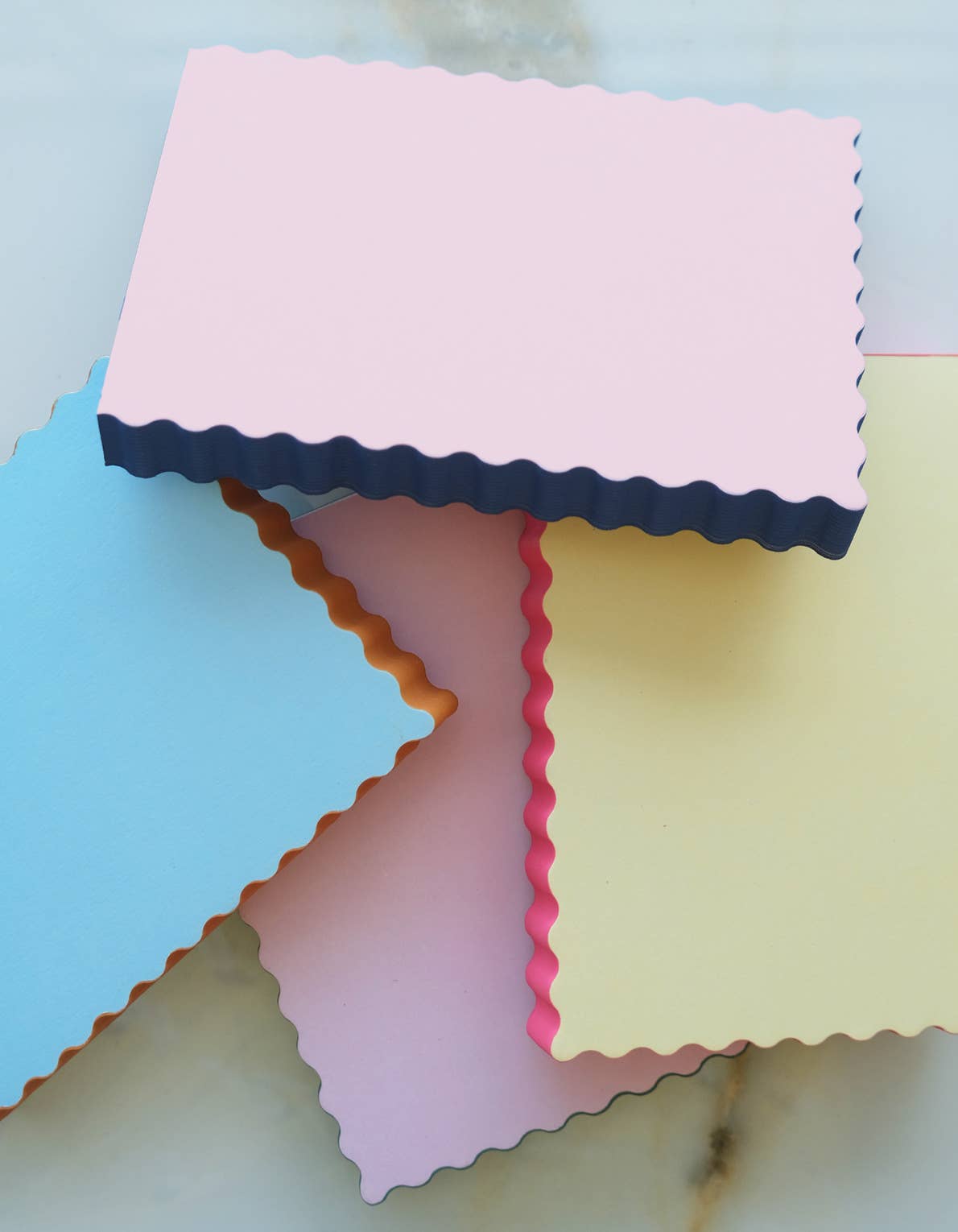 Idlewild Co. - Wholesale Notepad - Mini Wave Shaped Notepad | Sky + Tangerine Edge4