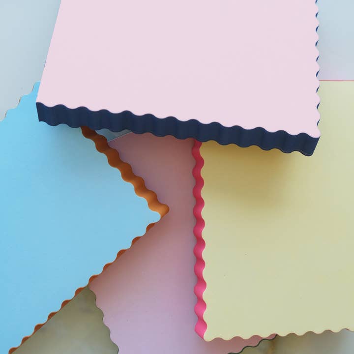 Idlewild Co. - Wholesale Notepad - Mini Wave Shaped Notepad | Sky + Tangerine Edge4