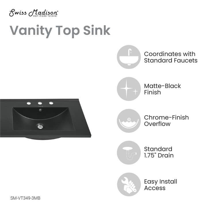 Swiss Madison - Wholesale Bathroom Accessory Set - 48" 3-Hole Widespread Double Basin Vanity Sink Top