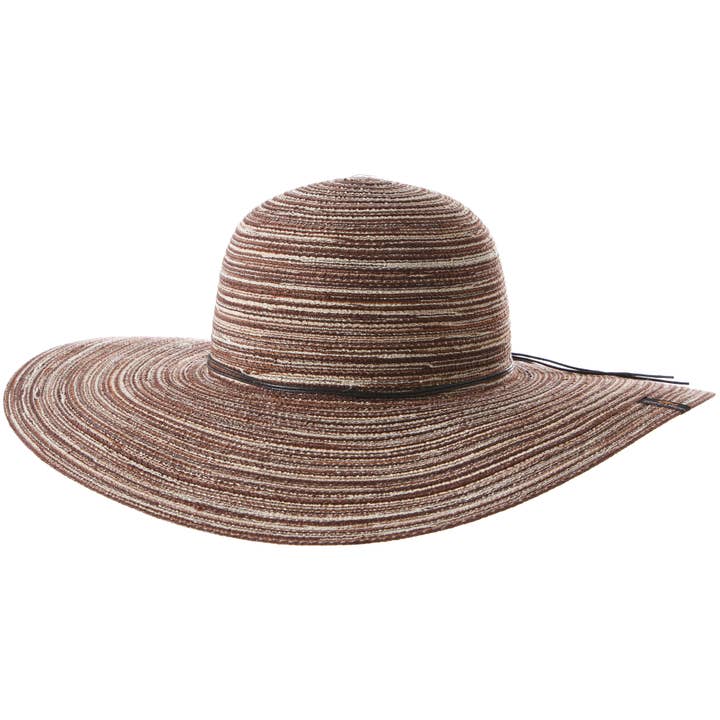 Screamer - Wholesale Straw Hat - Women's - Quinn Coffee-Colored Striped Women's Straw Hat