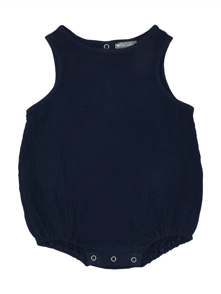 Indigo Muslin Romper for engroshandel hos Petit Confection