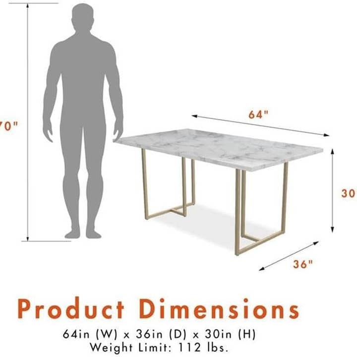 Cosmoliving Astor Dining Table White Marble Top Gold Legs for wholesale on Faire8