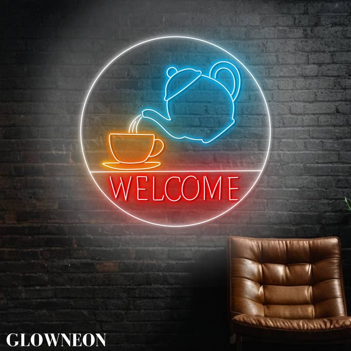 Glow Neon - Wholesale Neon Sign - Welcome Tea Shop Wall Neon Sign, Coffee Tea Room Wall Art1