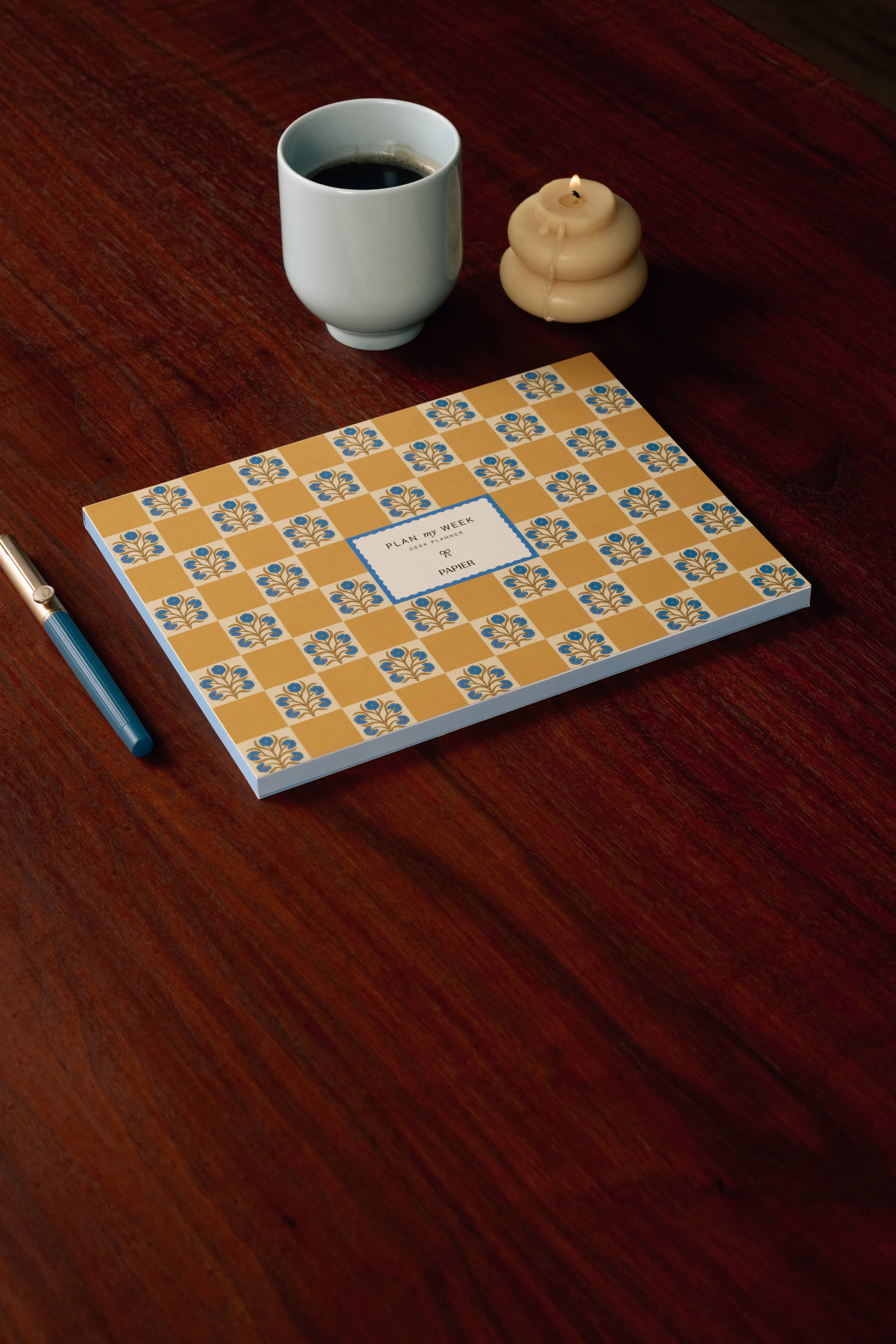 Papier - Wholesale Planner - Weekly Desk Planner, Undated -  Floral Checkerboard 3