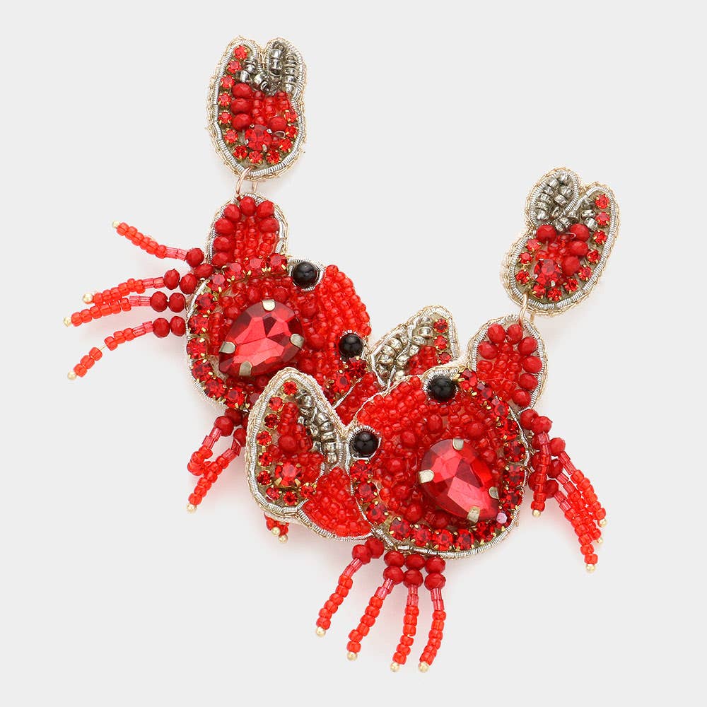 Sensibling Corp. – wholesale Dangle earrings – Felt Back Stone Seed Beaded Crab Dangle Earrings0